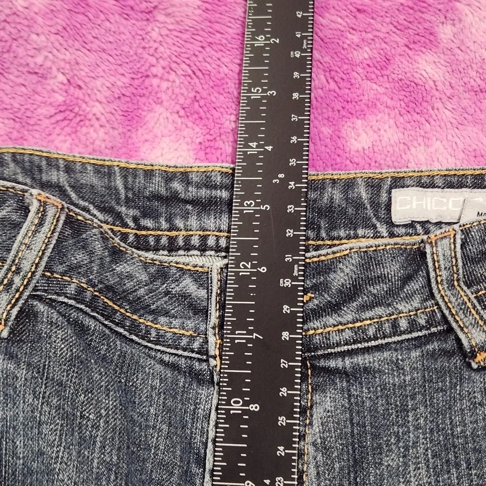 Chico's Platinum Jeans Women's Size 3 High Rise Bootcut‎ Blue Denim Stretch